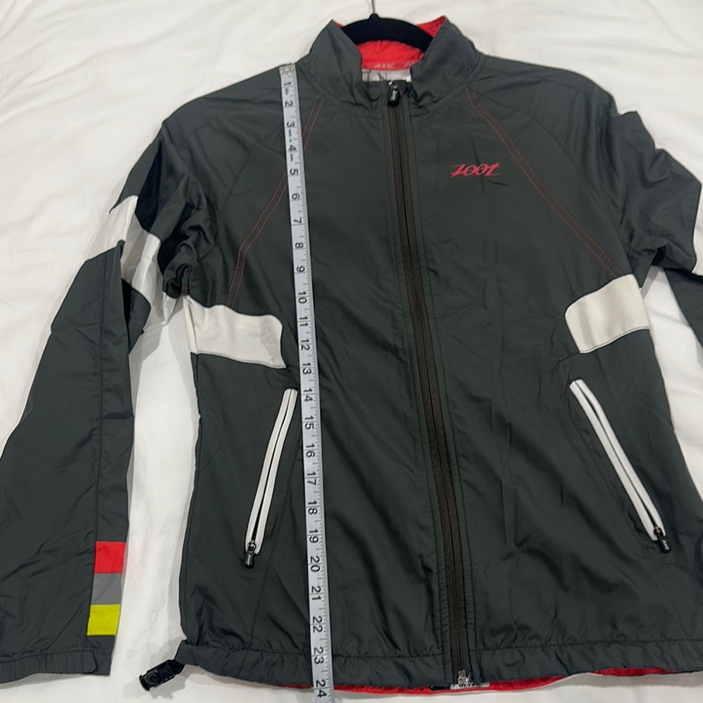 Women’s Dark Grey & White Zip Up Windbreaker Jacket Medium - Picture 3 of 8